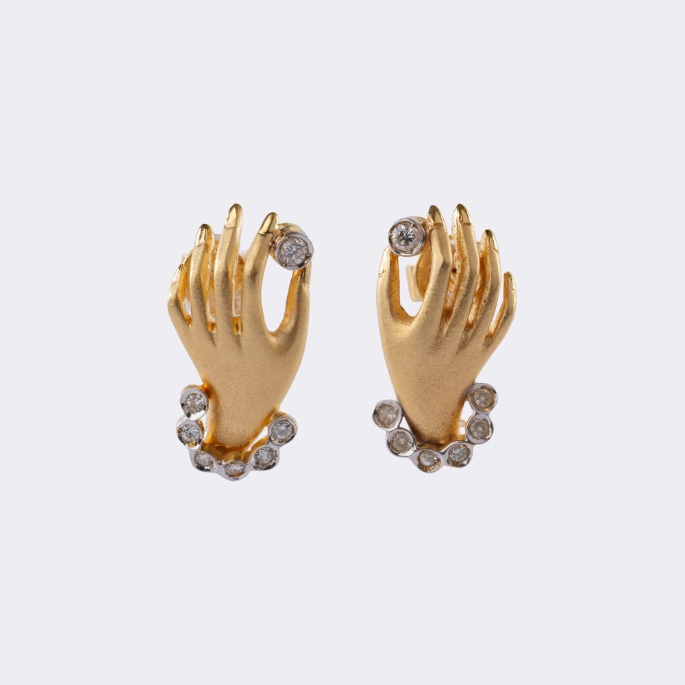 Diamond Jewelry-Set with Earrings, Ring, Bangle and Pendant 'Delicate Hands' - image 5
