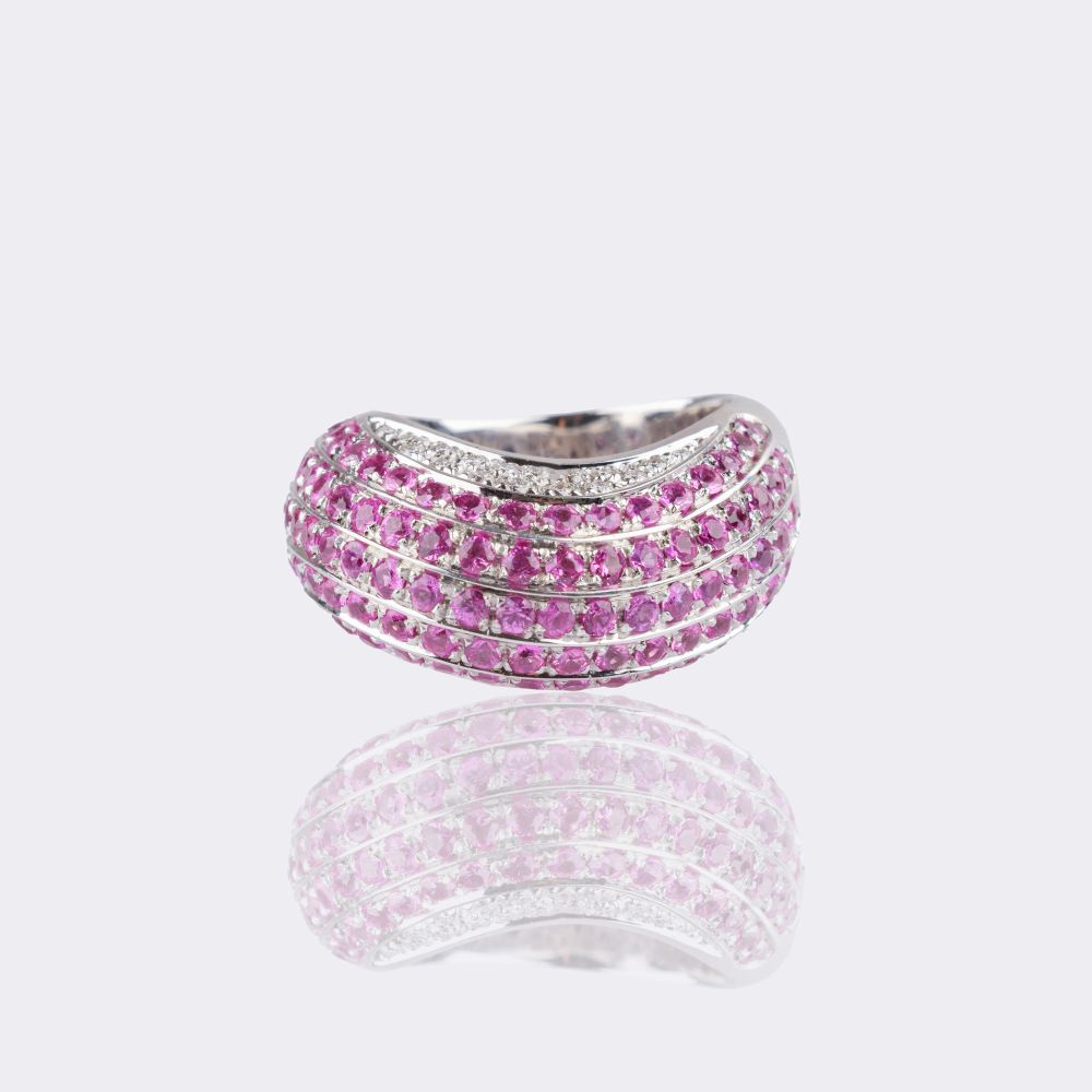 Pink-Sapphire Diamond Ring - image 2