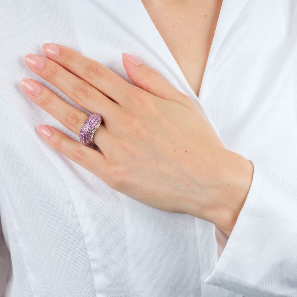 Pink-Sapphire Diamond Ring - image 4