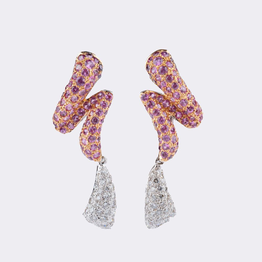 Modern two-piece Serpent Jewelry Set with Pink Sapphires and Brillanten - image 2