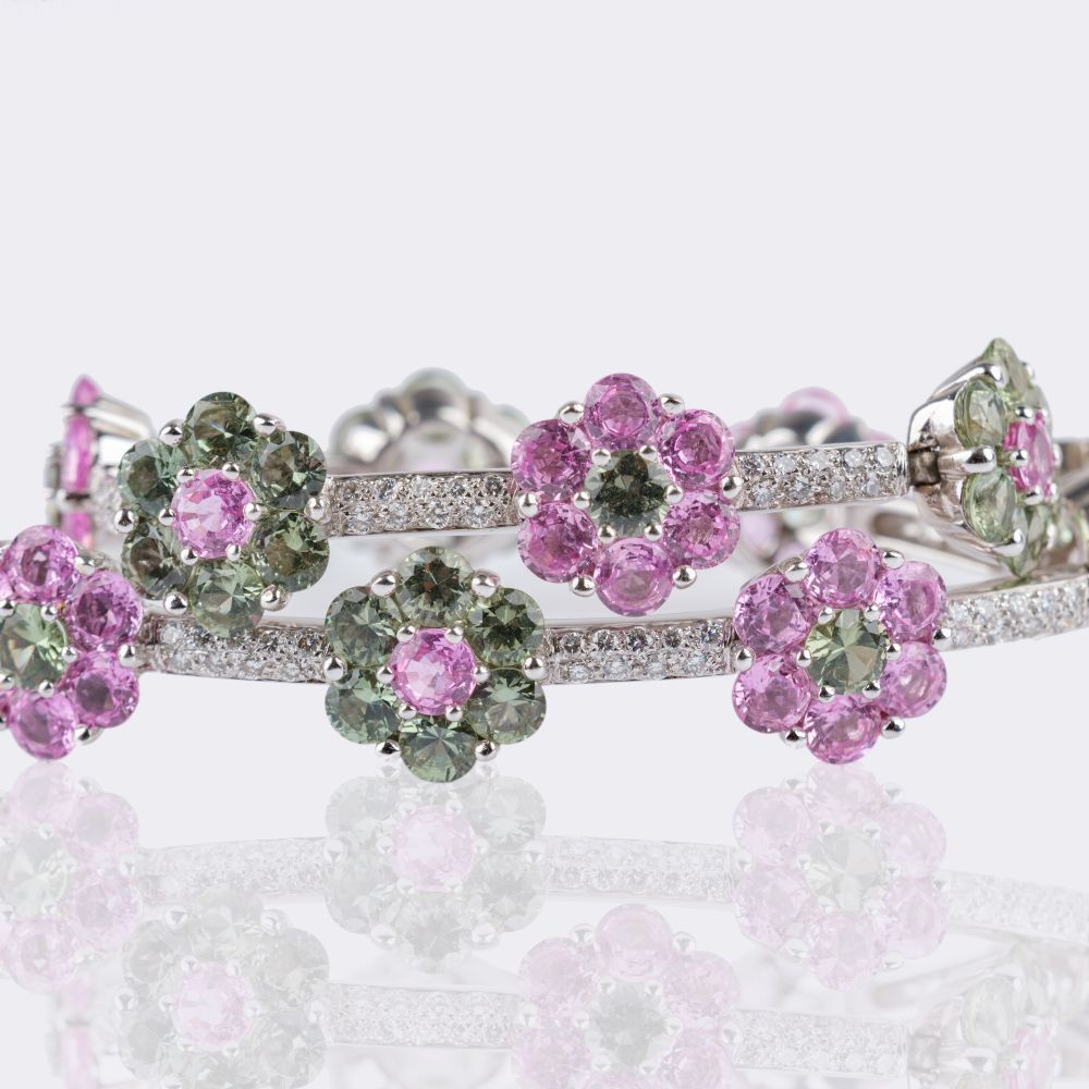Floral Colour Gemstone Bracelet with Diamonds - image 2