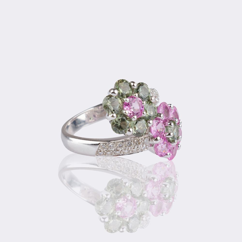 Flower Ring with Colour Gemstones - image 2