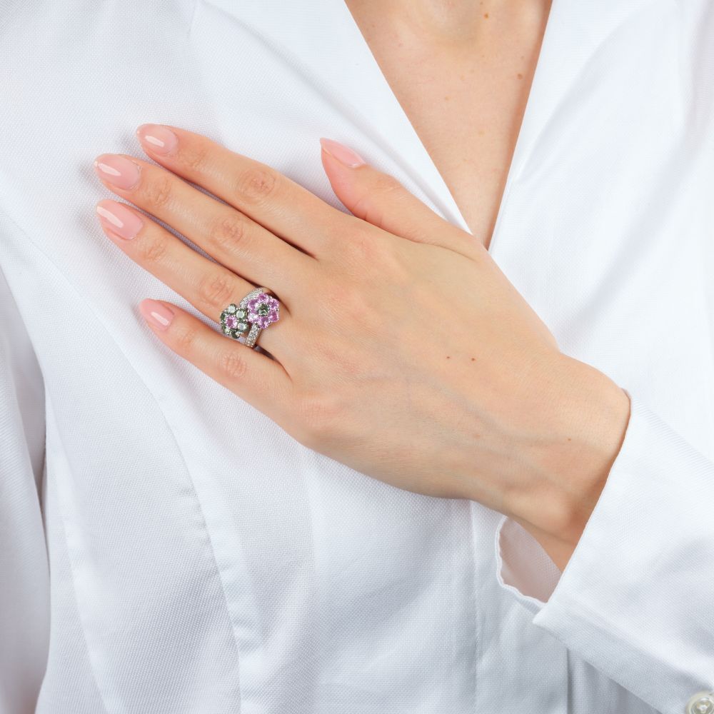 Flower Ring with Colour Gemstones - image 4