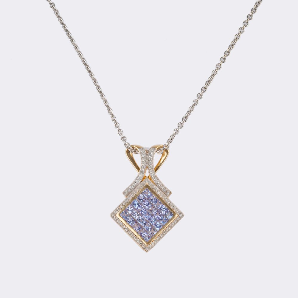 Tanzanite Diamond Pendant on Chain - image 2