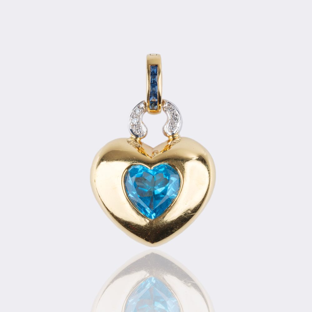 Heart Shaped Topaz Pendant with Diamonds