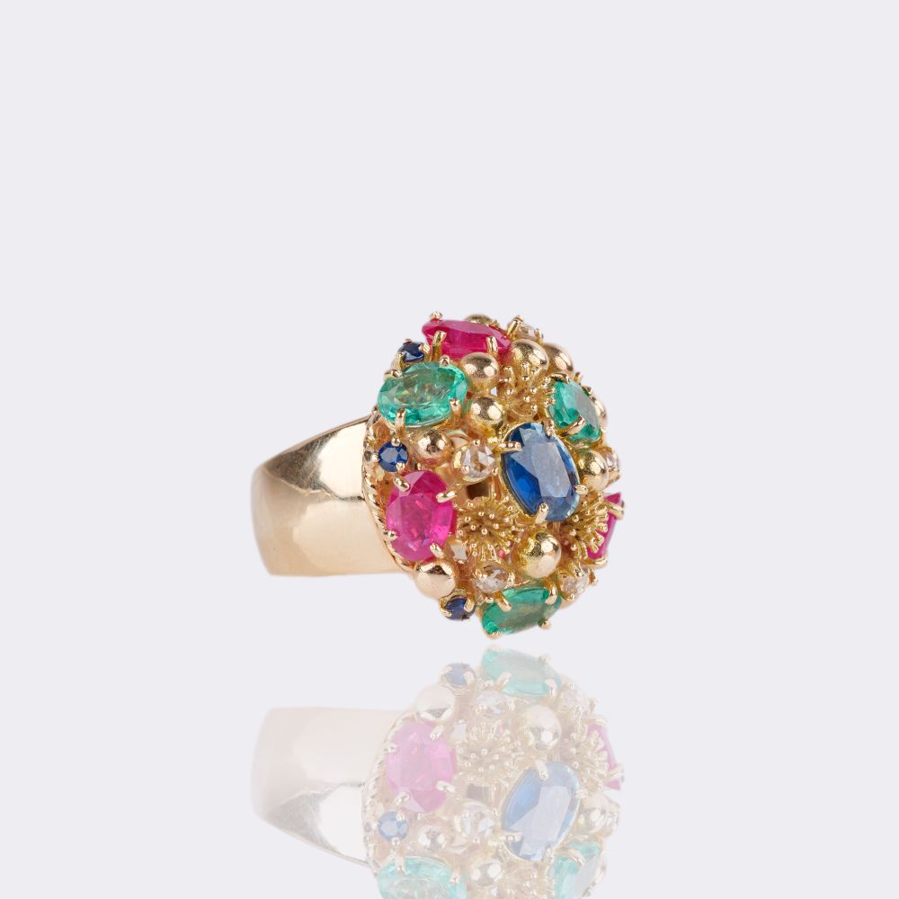 Cocktail Ring with Rubies, Sapphires and Emeralds - image 2