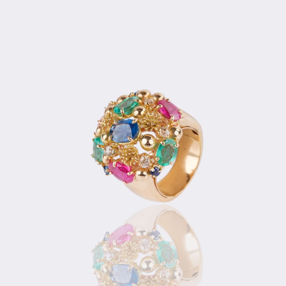 Cocktail Ring with Rubies, Sapphires and Emeralds - image 3