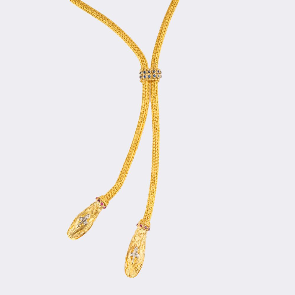 Long goldnecklace with Serpent-heads - image 2