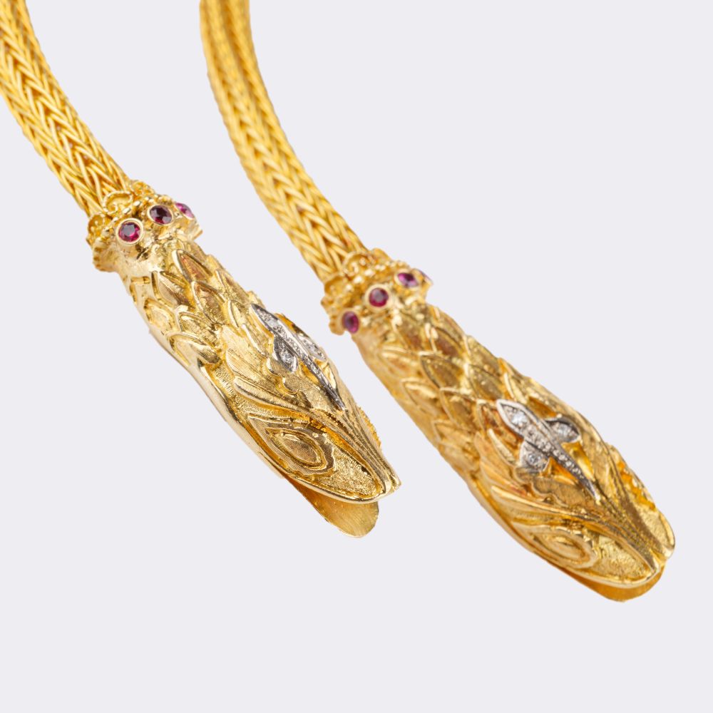 Long goldnecklace with Serpent-heads - image 4