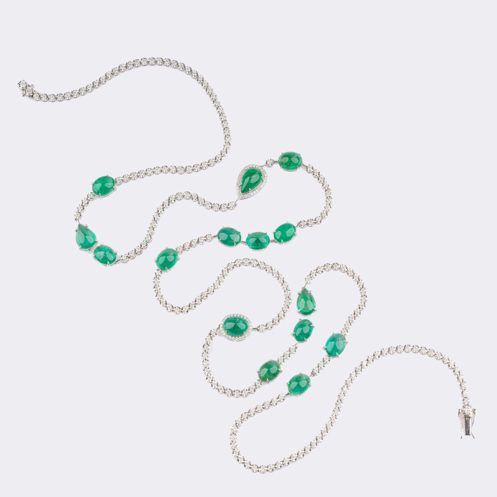 High-Carat Emerald Necklace with Diamonds