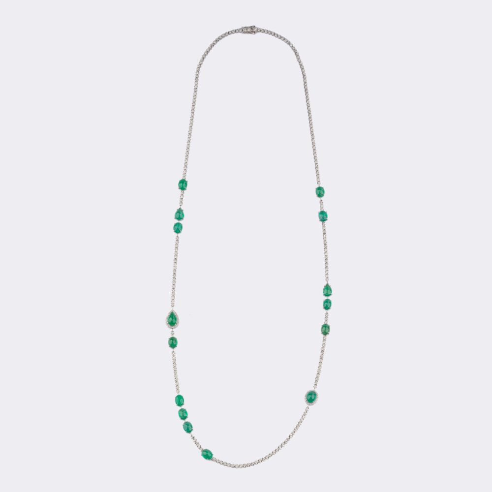 High-Carat Emerald Necklace with Diamonds - image 2