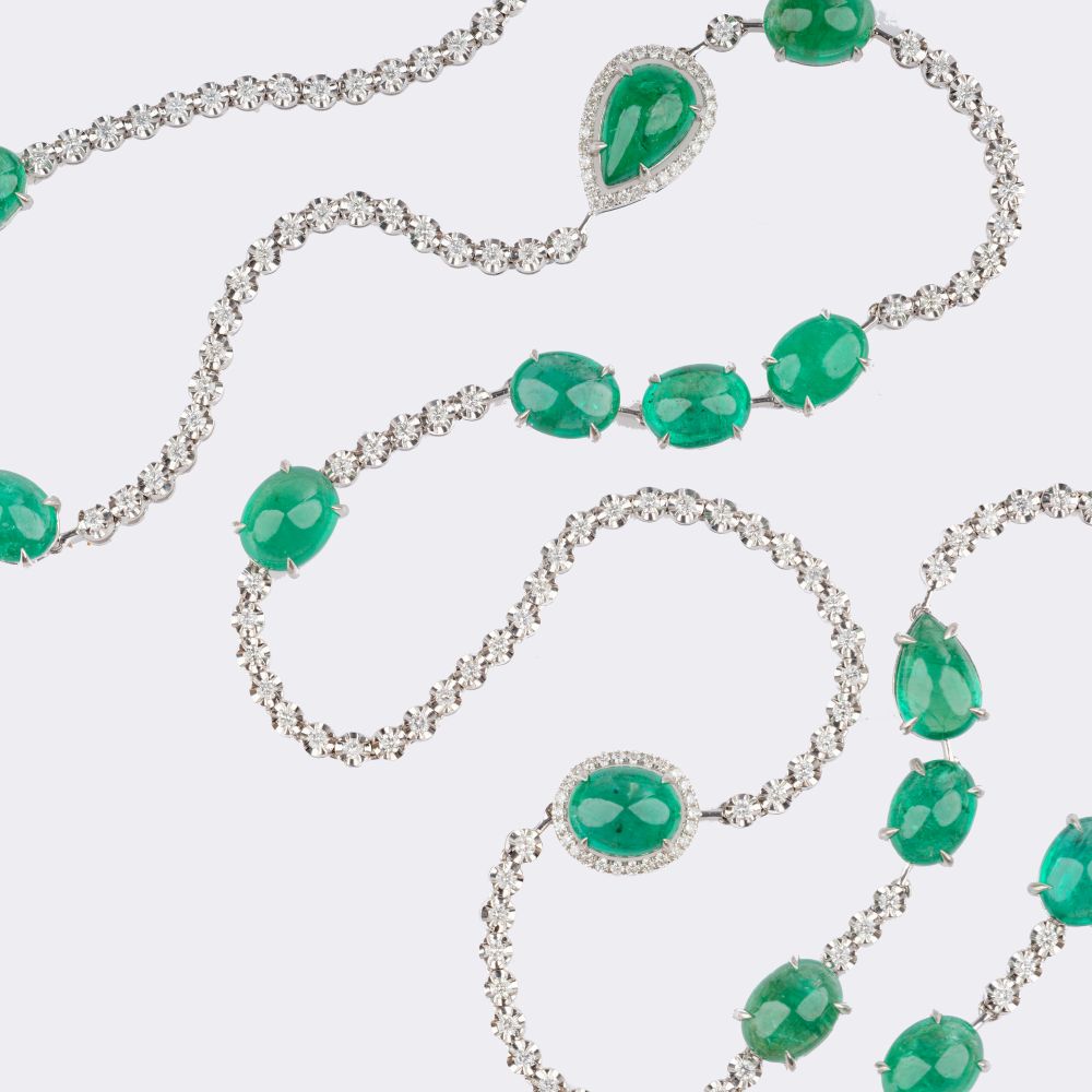 High-Carat Emerald Necklace with Diamonds - image 3