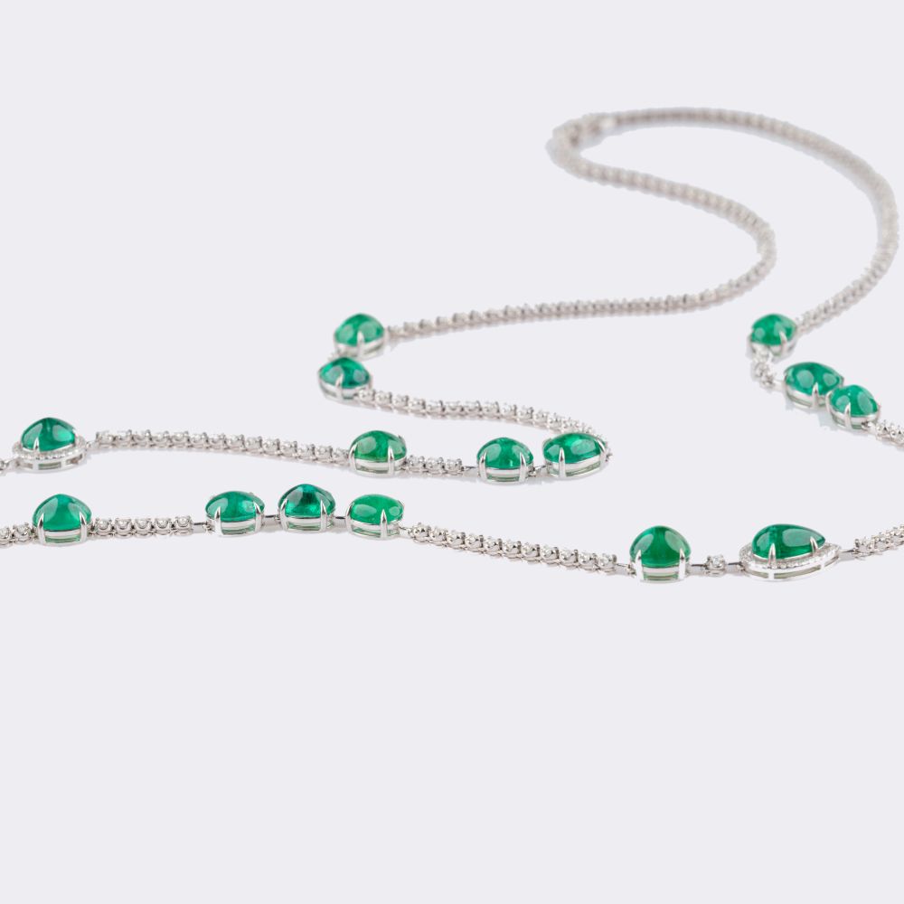 High-Carat Emerald Necklace with Diamonds - image 4
