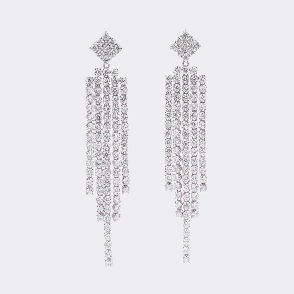 Pair of long Diamond Earrings