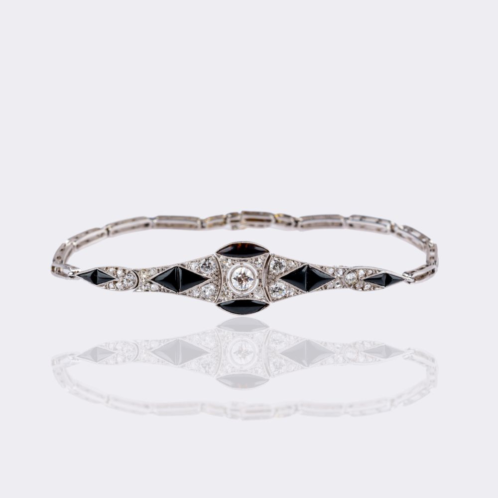 Art-Deco Onyx Diamond Bracelet