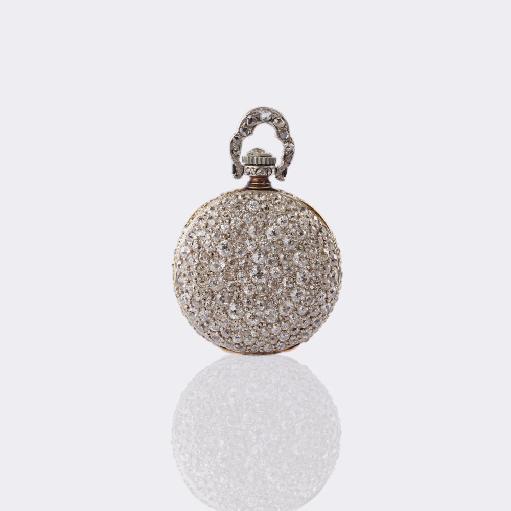 Art Nouveau Pendant Watch with Diamonds