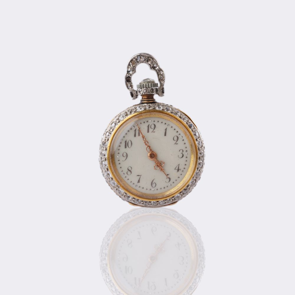 Art Nouveau Pendant Watch with Diamonds - image 2