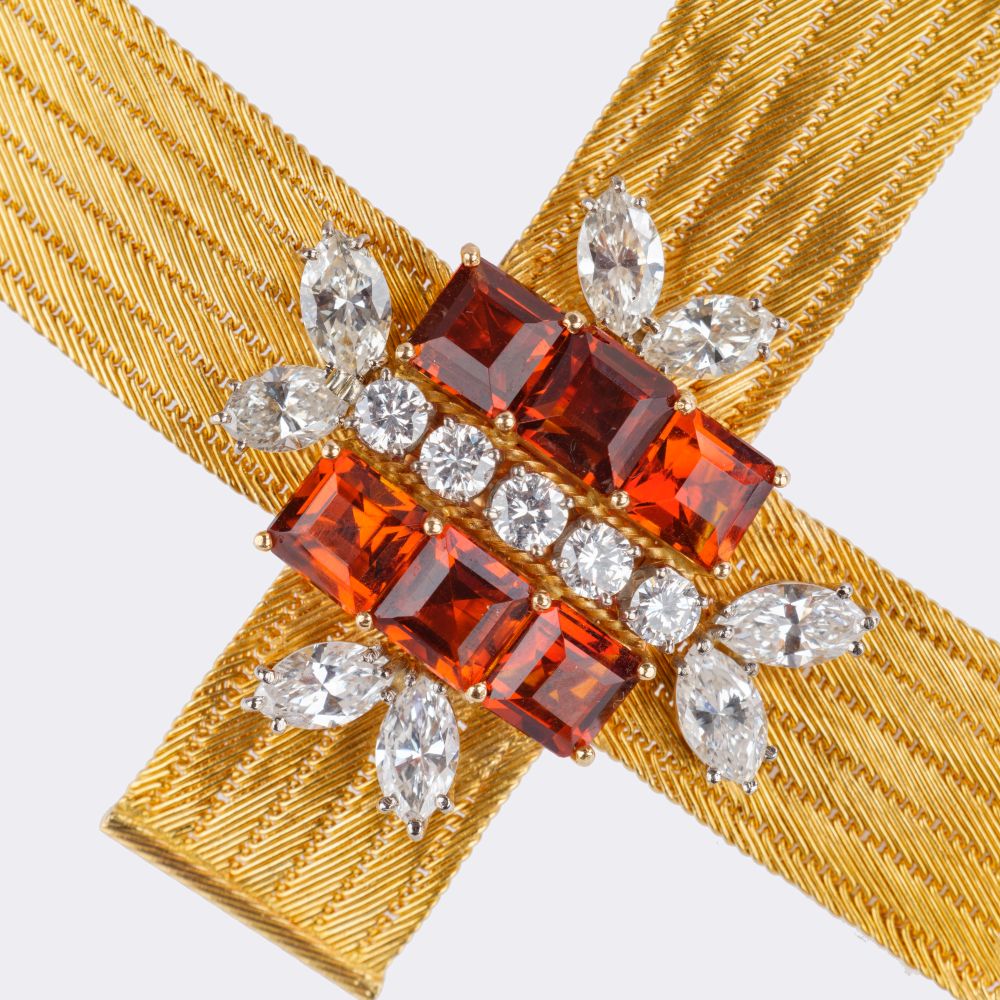 Exceptional Vintage Gold Necklace with Citrines and Diamonds - image 3