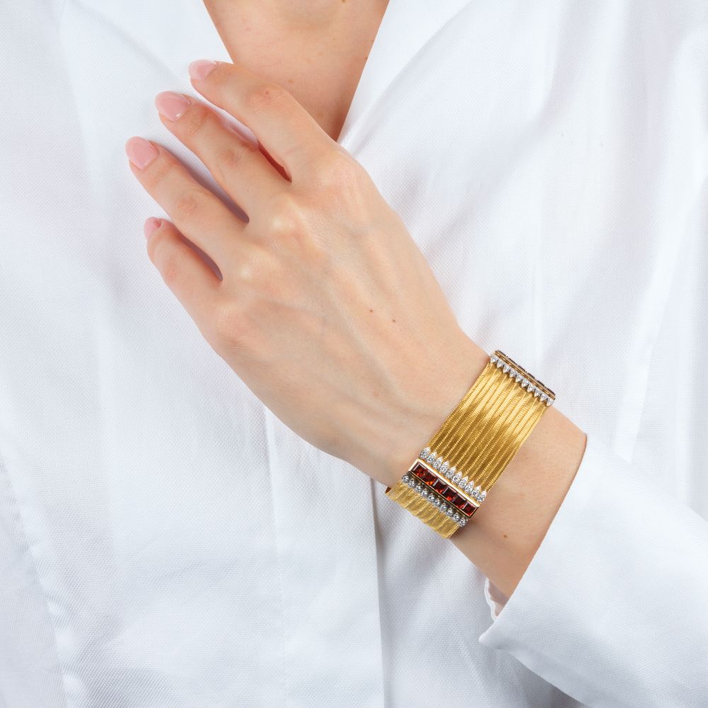 Extraordinary Gold Bracelet with Citrines and Diamonds - image 3