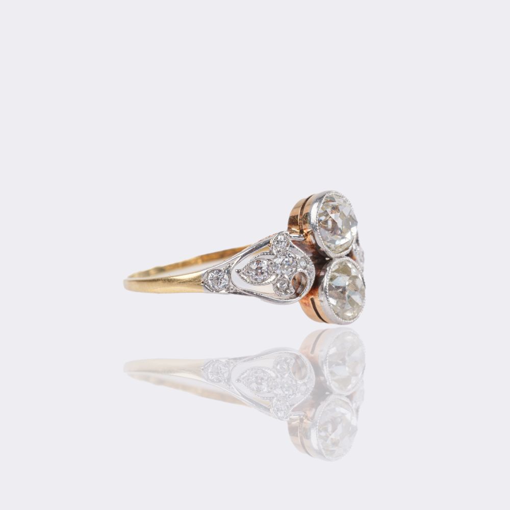 Art Nouveau Ring with Diamonds - image 2