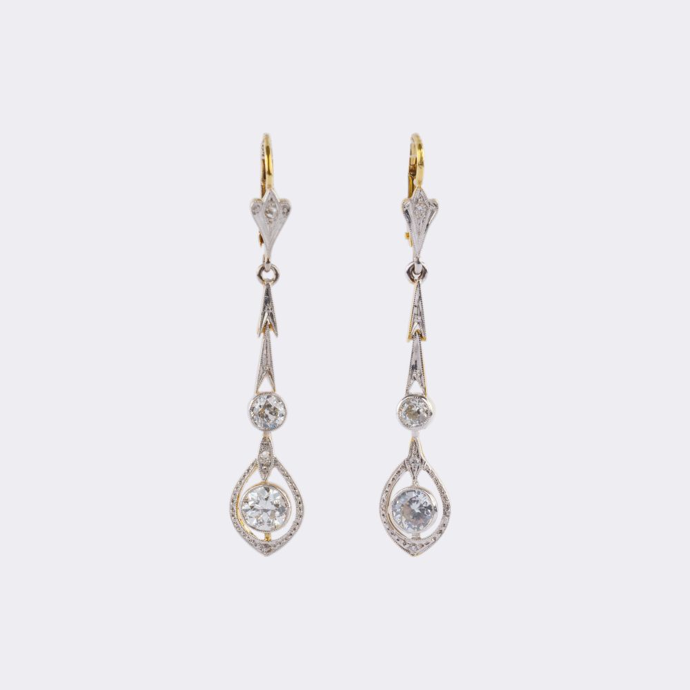 Pair of Art Nouveau Diamond Earrings