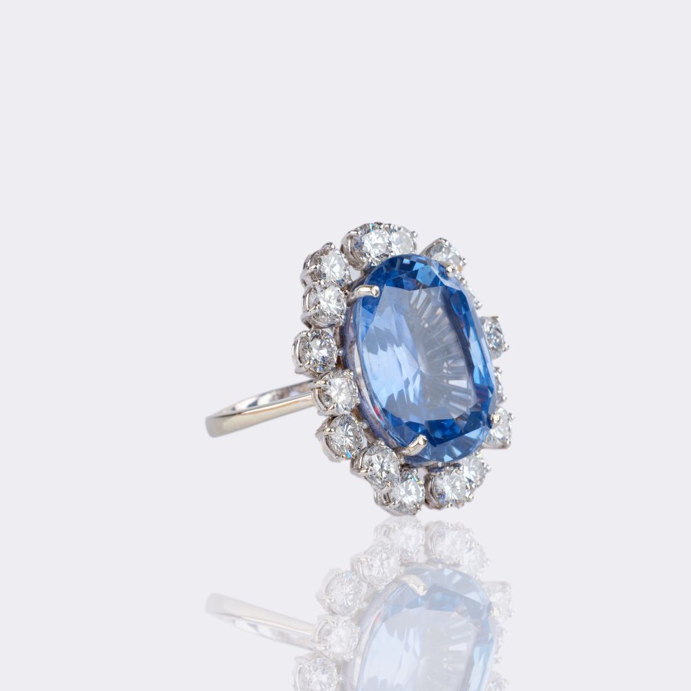High-Carat Natural Sapphire Ring with Diamonds - image 2