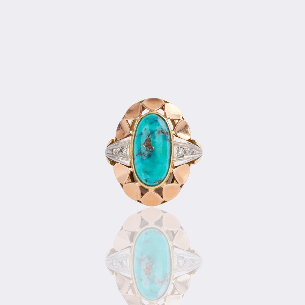 Turquoise Ring with Diamonds