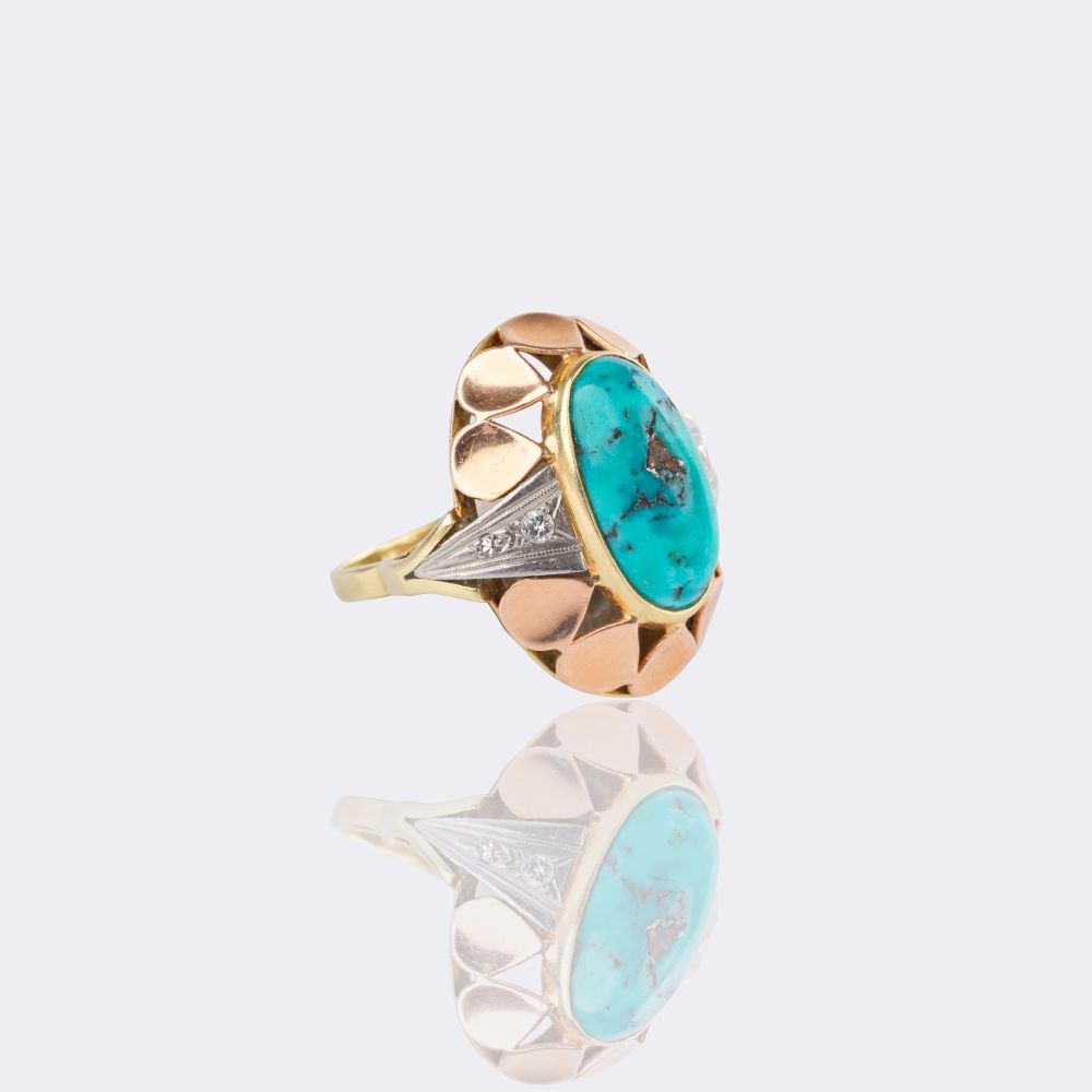 Turquoise Ring with Diamonds - image 2