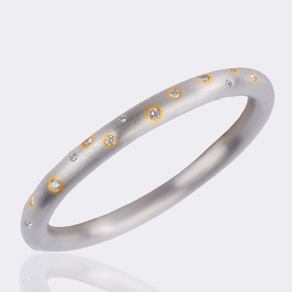 Platinum Bangle Bracelet with Diamonds