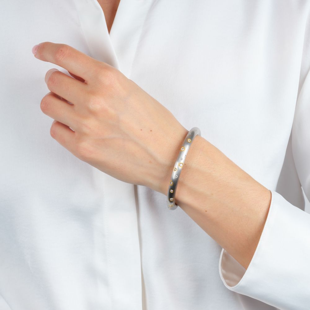 Platinum Bangle Bracelet with Diamonds - image 3