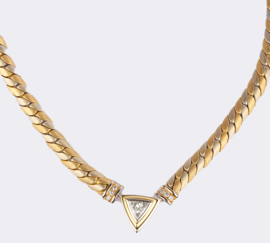 Bicolour Gold Necklace with Trillant Diamond