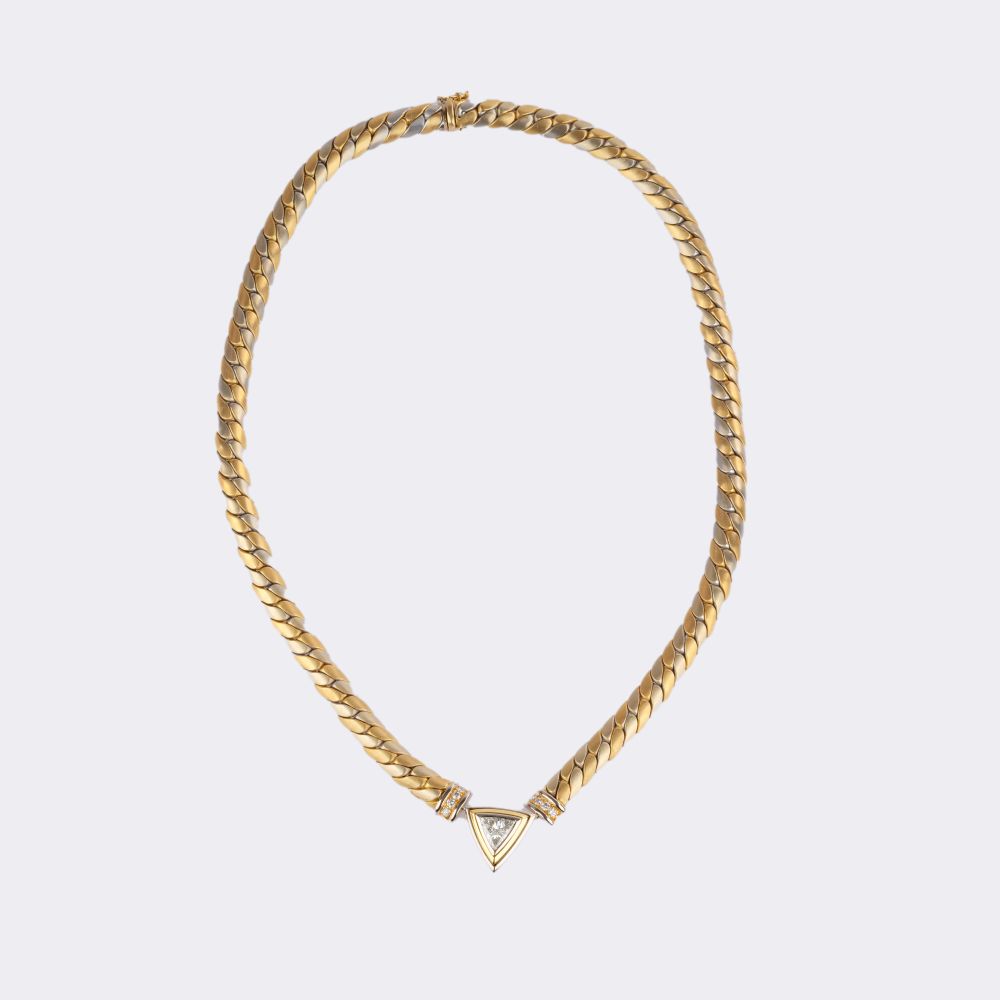 Bicolour Gold Necklace with Trillant Diamond - image 3