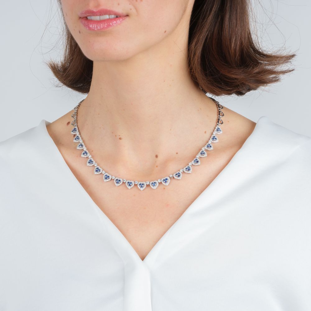 Neckalce'Heart to Heart' with Sapphire and Diamonds - image 3