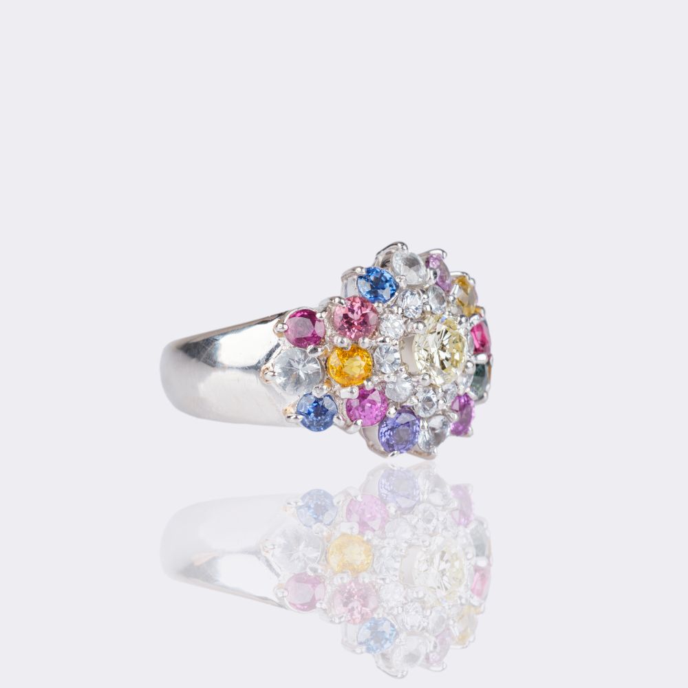 Rainbow Sapphire Diamond Ring - image 2