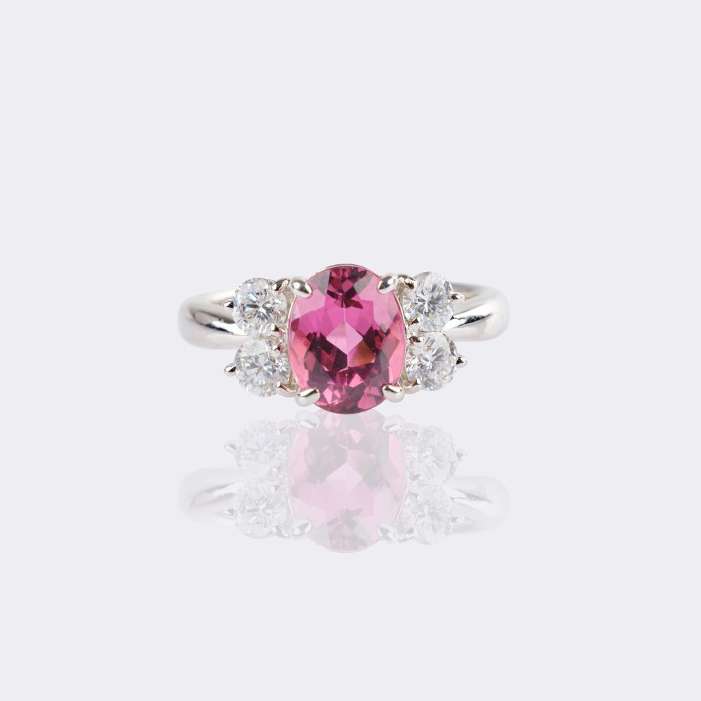 Diamond Pink Tourmaline Ring