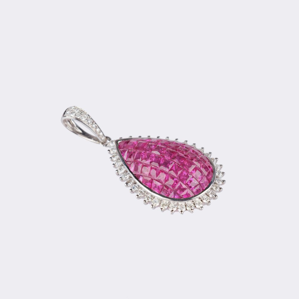Fine Ruby Pendant with Diamonds - image 2