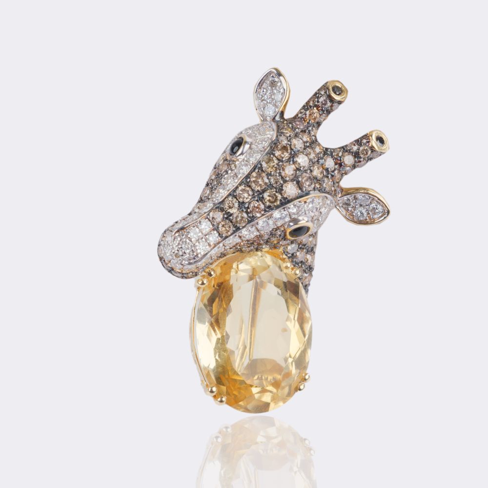 Citrine Diamond Brooch 'Giraffe' - image 2