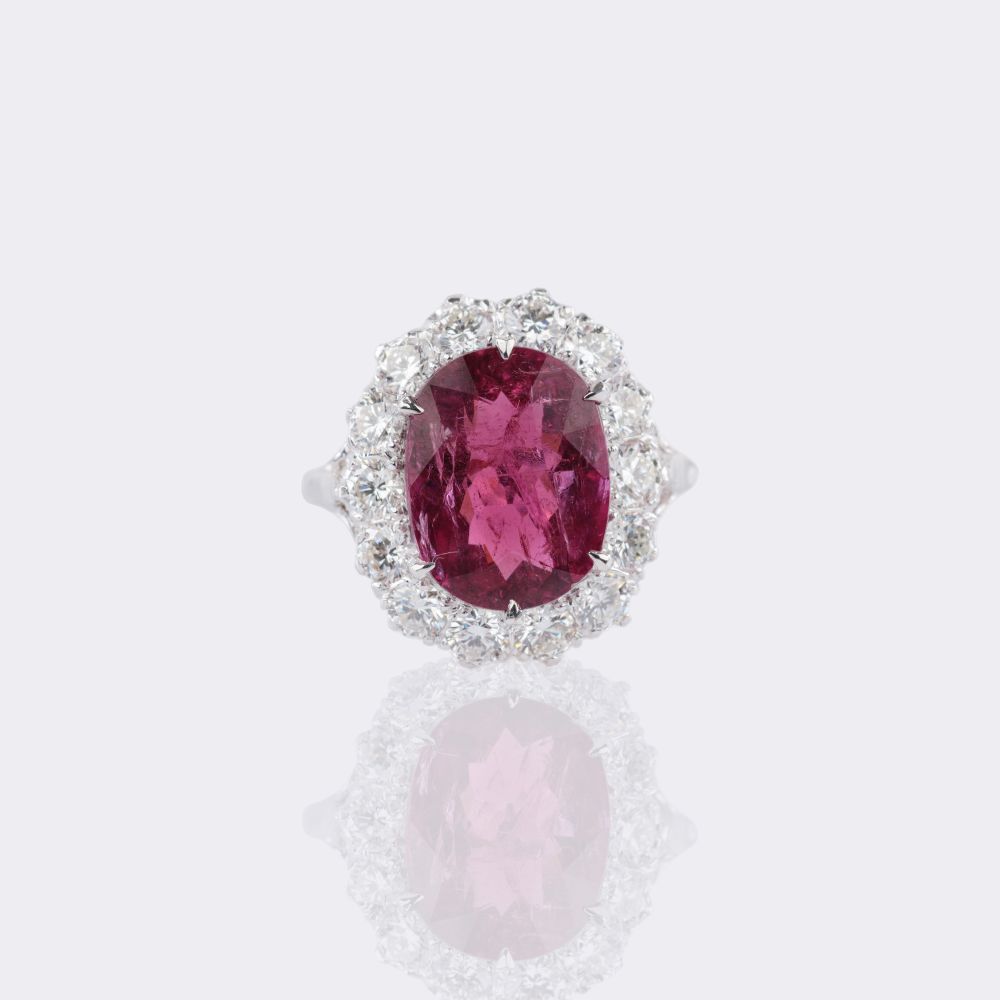 Rubellite Ring with Diamonds