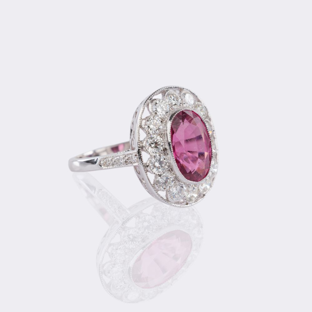 Pink Tourmaline Ring with Diamonds - image 2