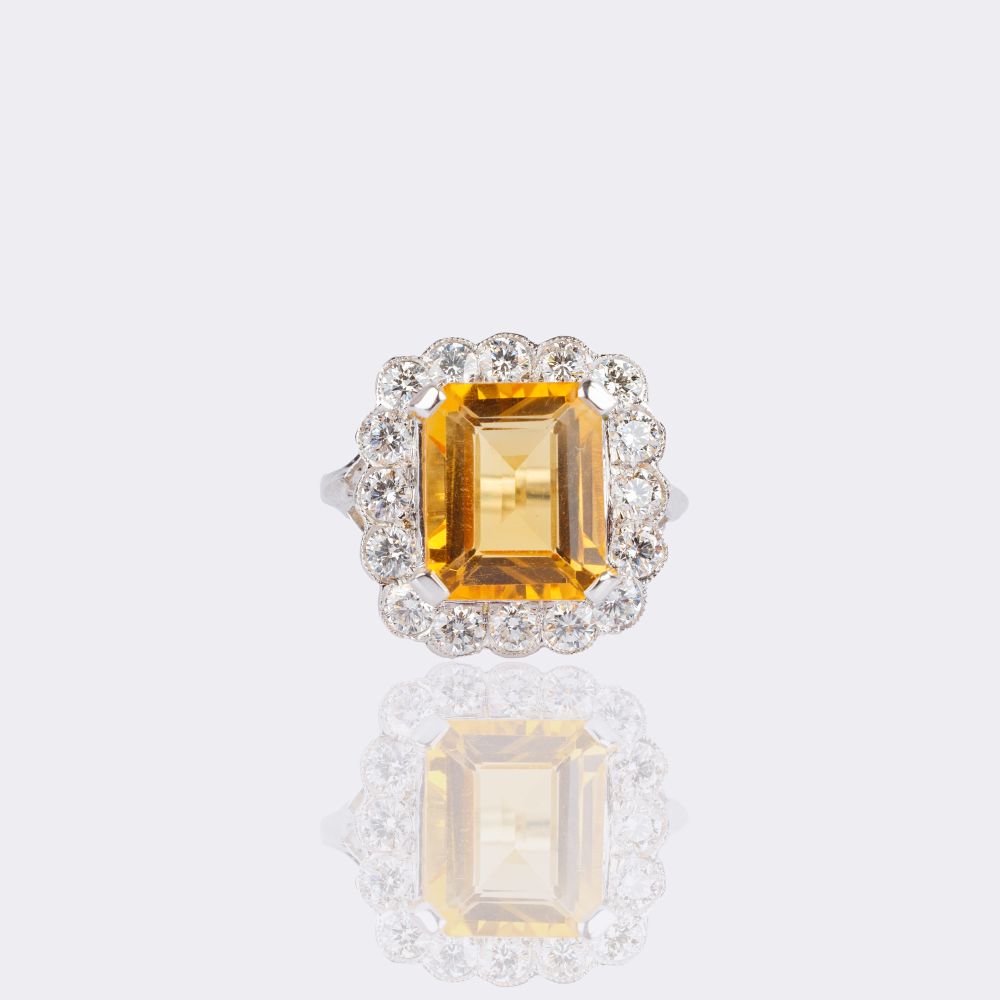 Citrine Ring with Diamonds - image 2