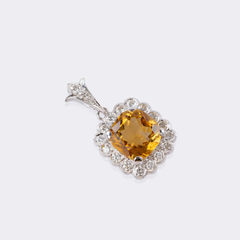 Citrine Pendant with Diamonds - image 2