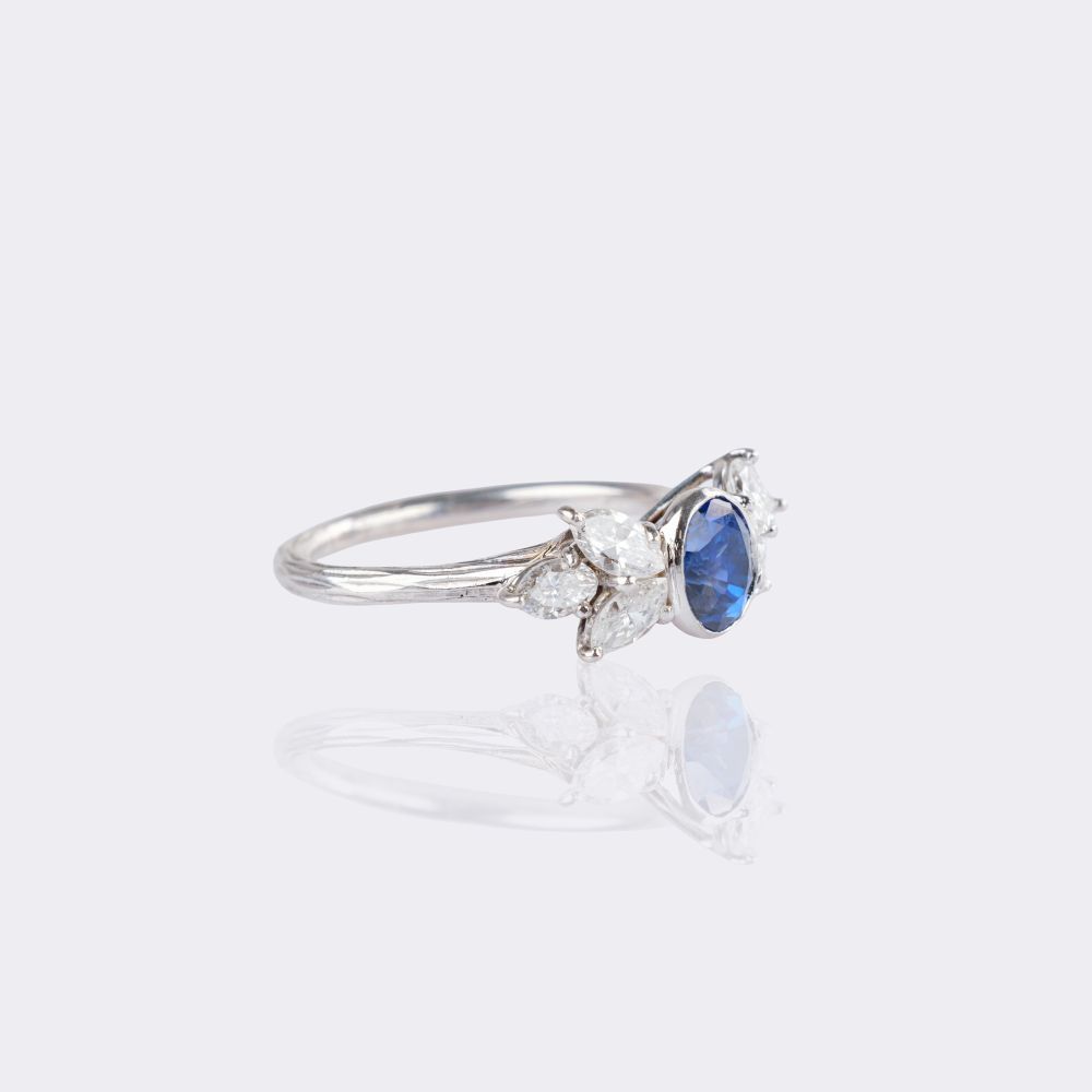 Dainty Sapphire Diamond Ring - image 2