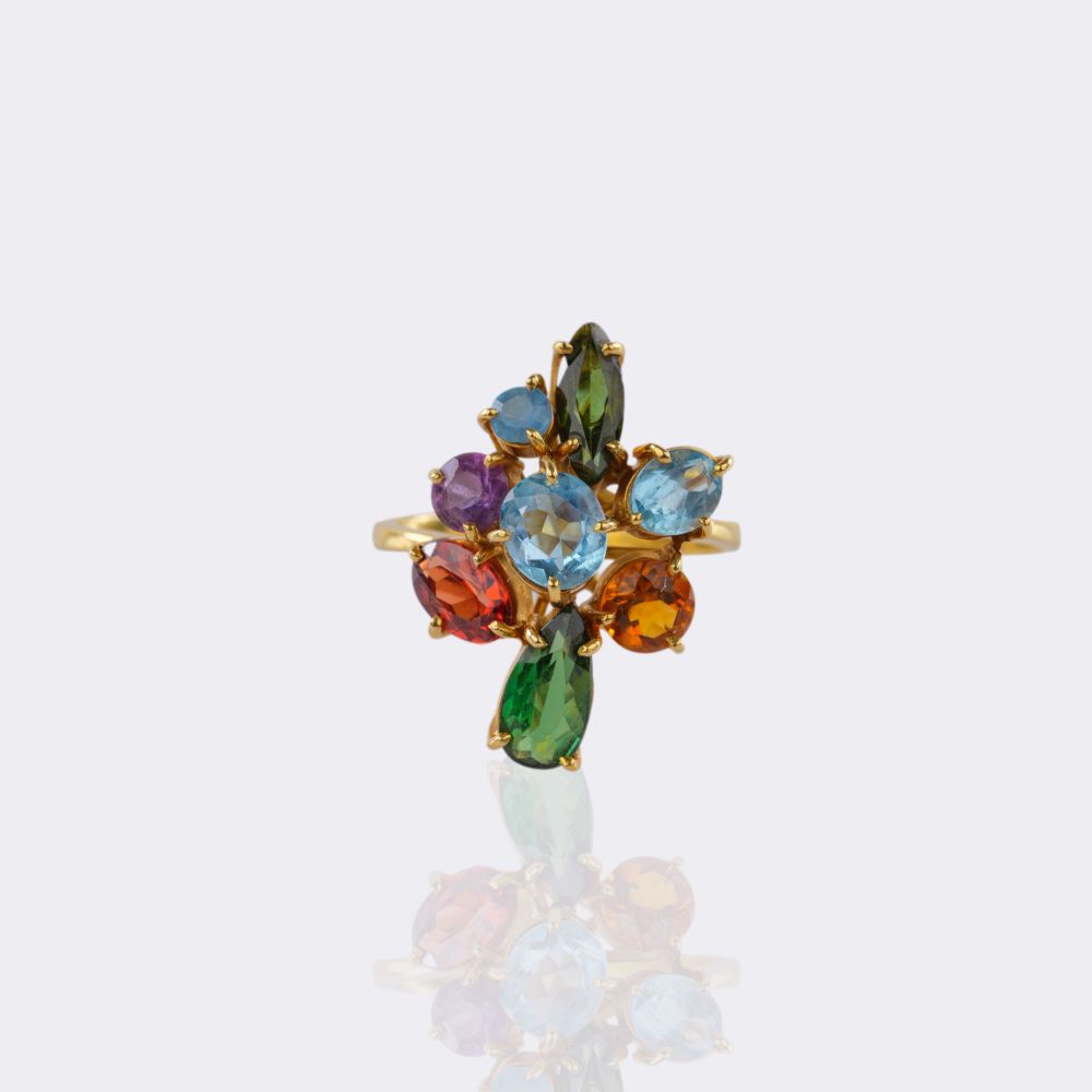 Coloured Stone Brooch with Ring - image 2