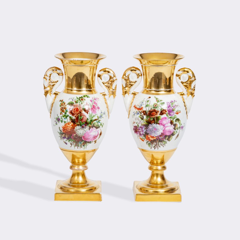 A Pair of rare Empire Vases with Splendid Flower Painting - image 2