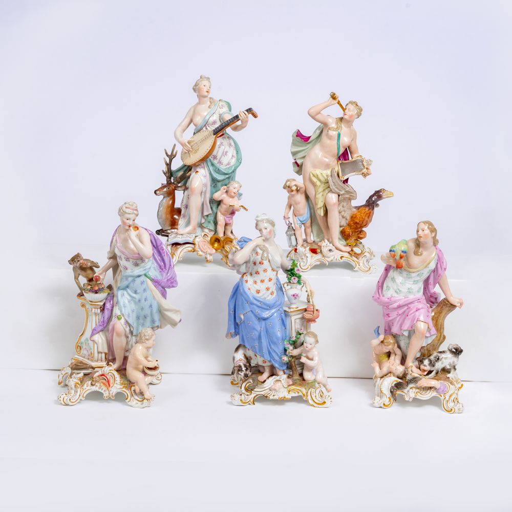 A Rare Five-piece Set of 'Allegories of the 5 Senses'