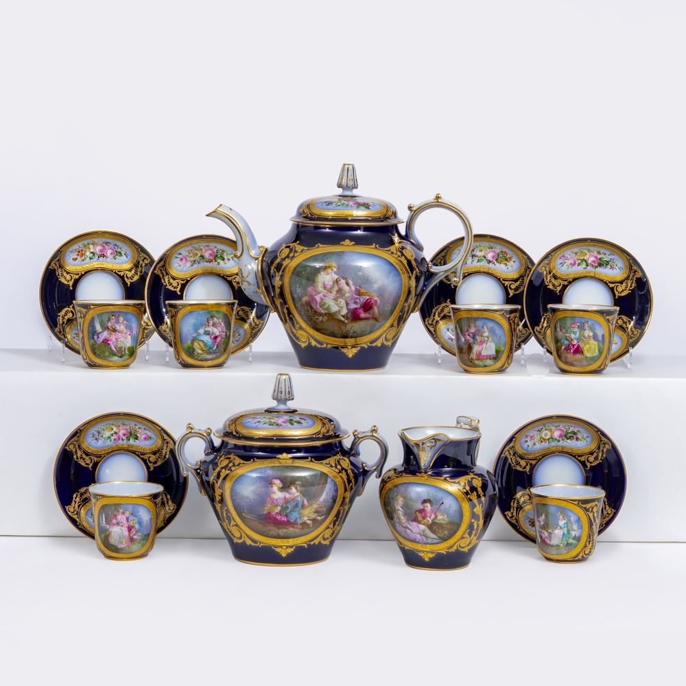 A Coffee Service with Watteau Scenes for 8 Persons