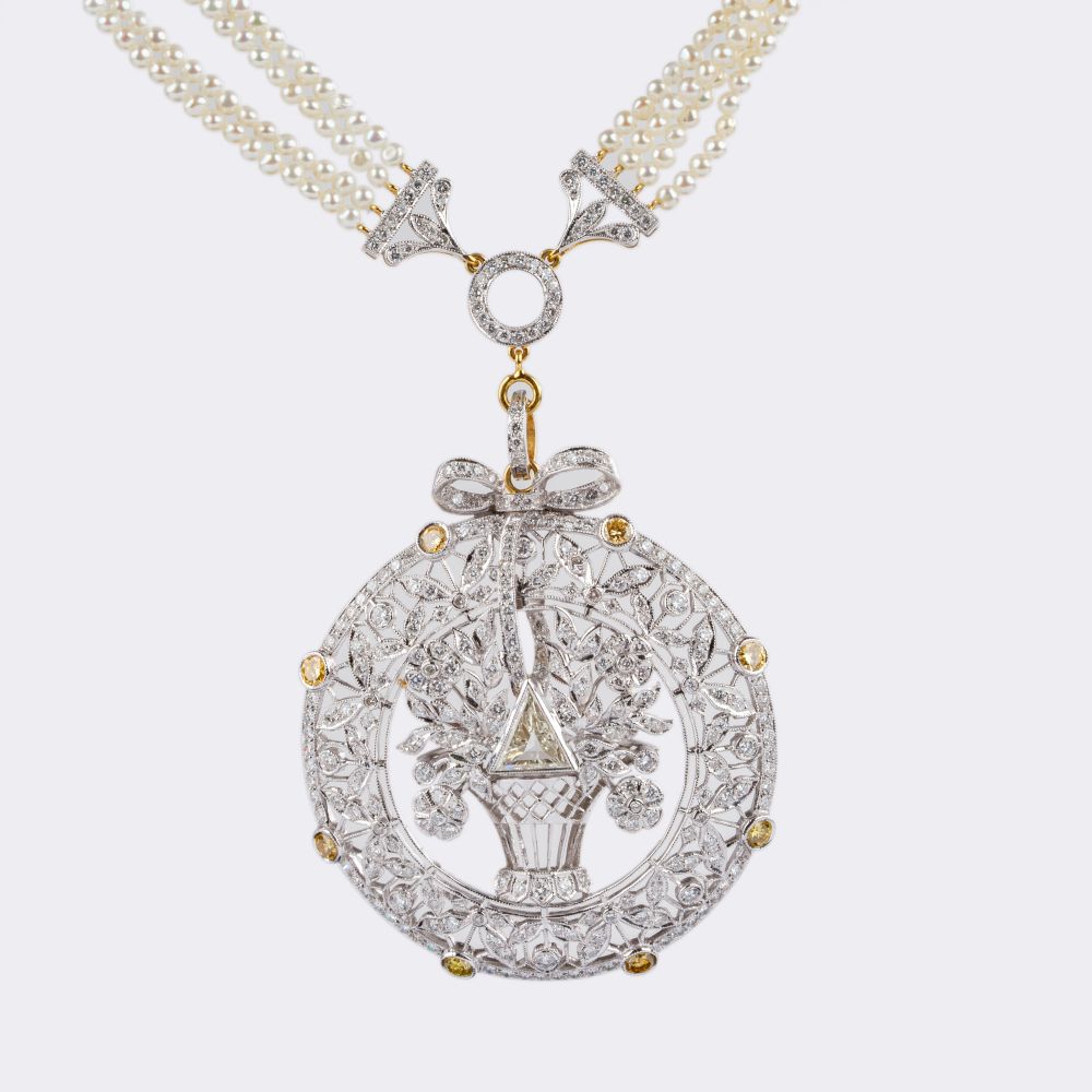 Highcarat Diamond Pendant on Pearl Necklace