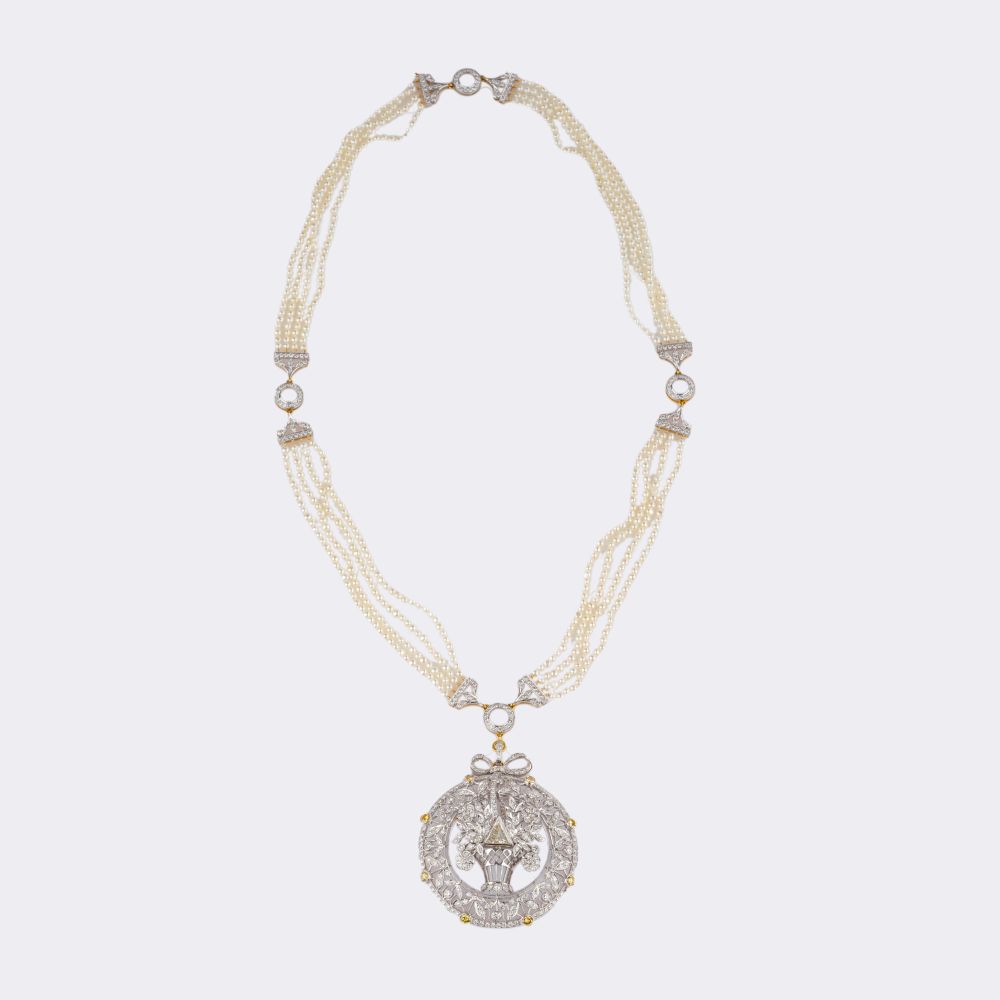 Highcarat Diamond Pendant on Pearl Necklace - image 2