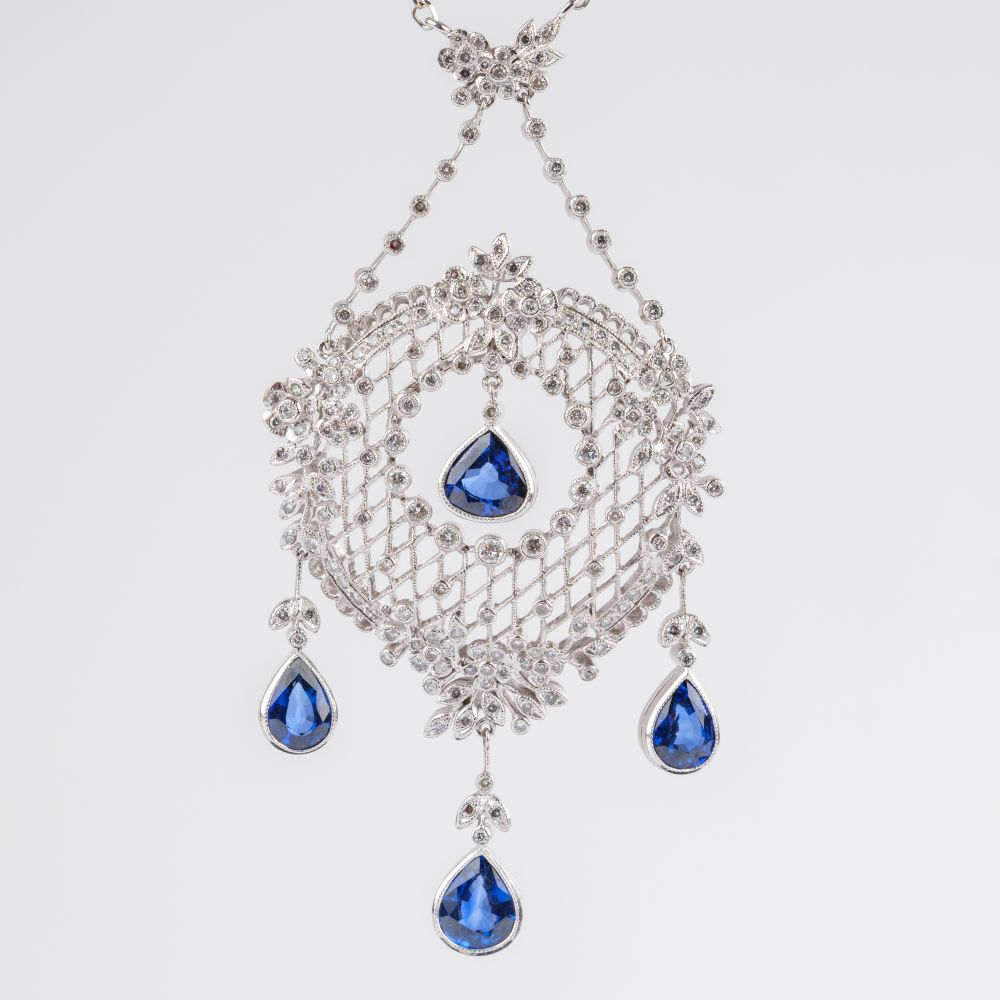 Fine Sapphire Diamond Necklace