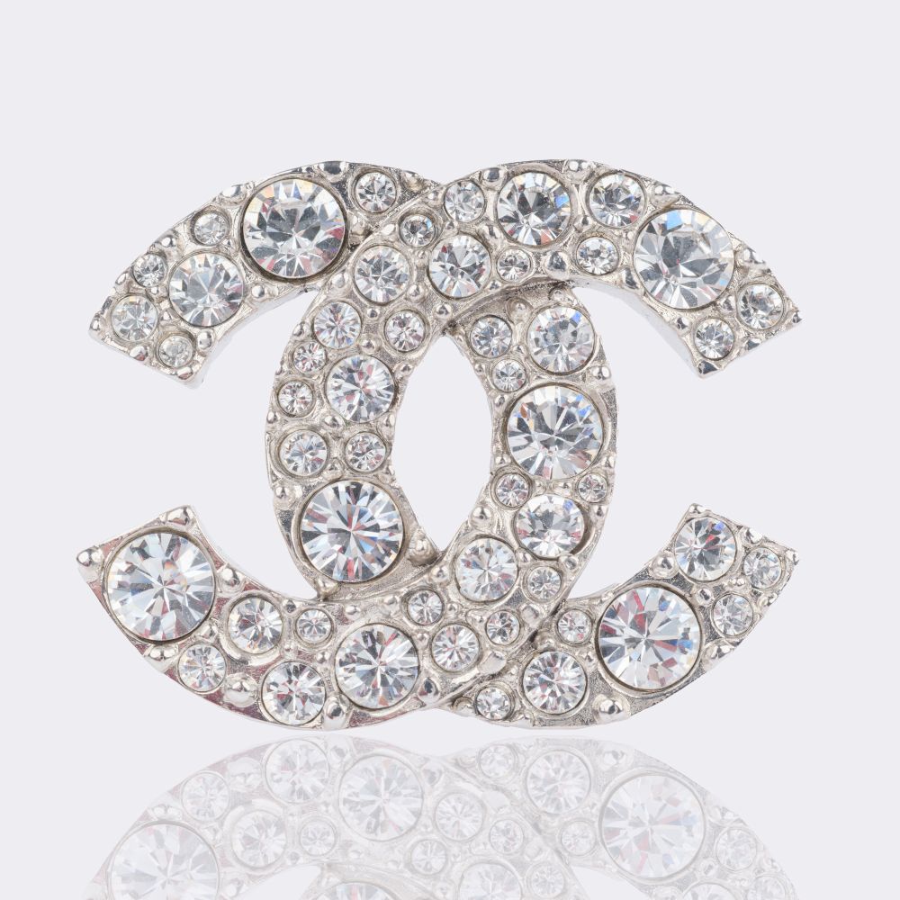CC Brooch with Strass Stones